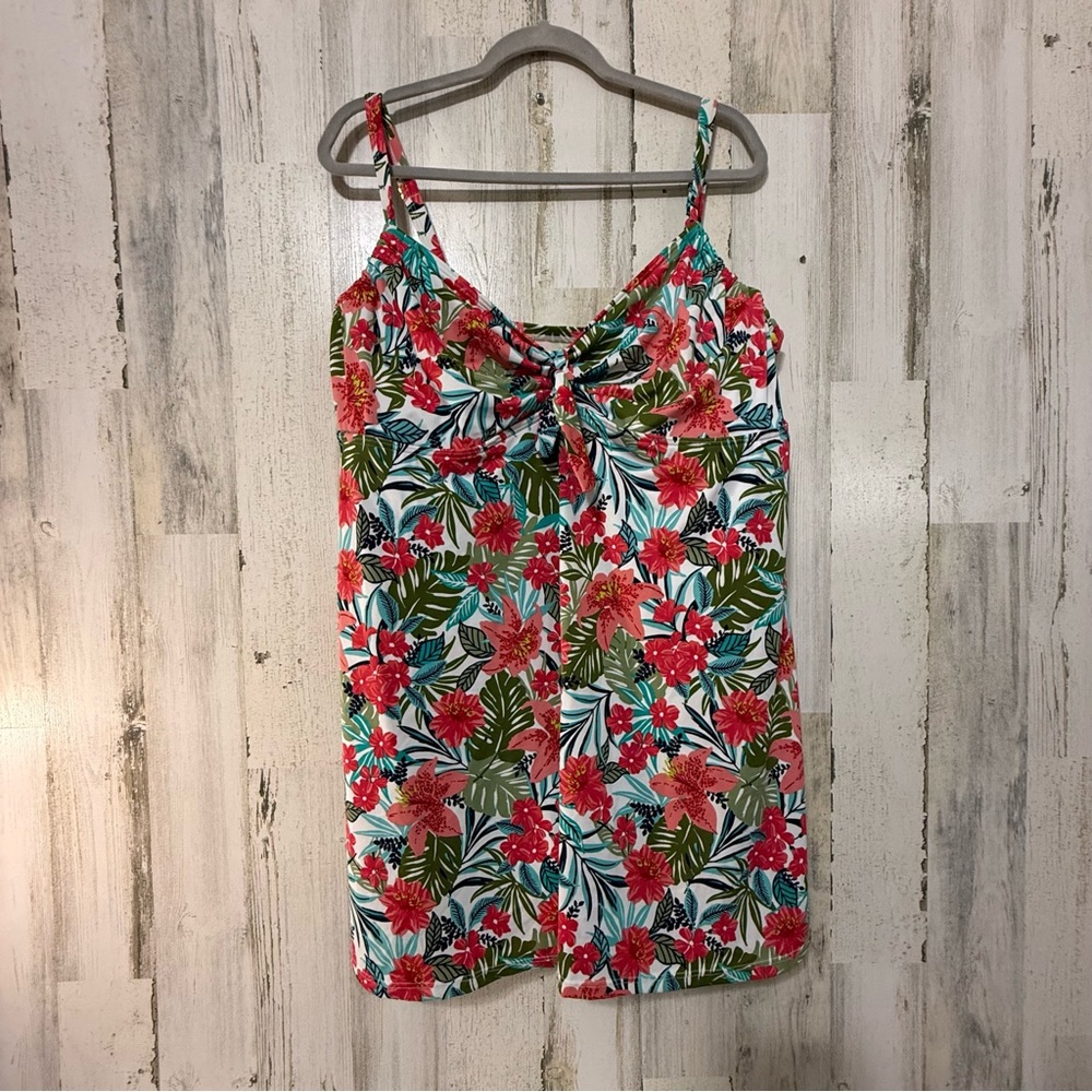 Swimsuits For All Tropical Floral One Piece - Red, Green, White